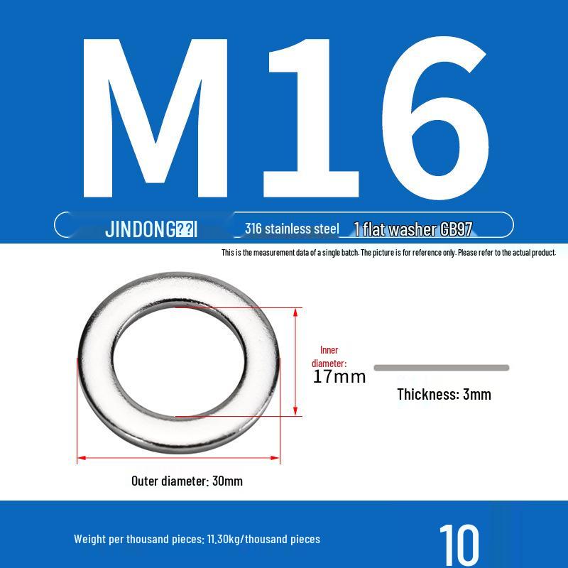 Stainless Steel 304/201/316 Oversized Thick Flat Washer Gasket Screw Washer GB97/GB96