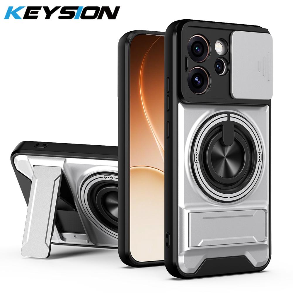 KEYSION Magnetic Phone Case for OPPO Reno15 Pro Max 5G 15 F 5G Slide Camera Protection Upright Kickstand Ring Shockproof Cover