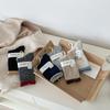 Autumn and Winter Color-matched Wool Socks with Rolled Edges, Soft and Thick, Warm Women's Mid-calf Socks In Contrasting Colors for Winter Women