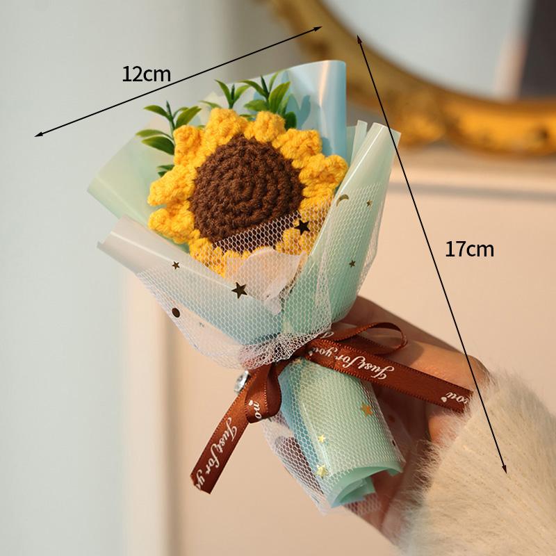 Sunflower Bouquet Gift Handmade Knitted Creative Valentine's Day Gifts For Girl DIY Simulate Bouquet Handmade Knitted Bouquet