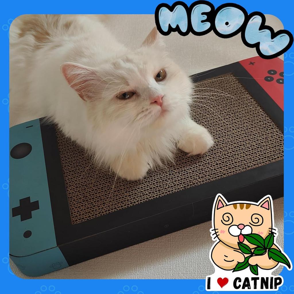 Gaming Cat Scratcher, Double Sided Cat Scratching Pad with Stickers, Game Theme Cute Kitten Interactive Toy, Kitten Toy & Cat Scratching Pad
