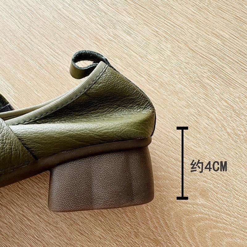 The first layer of soft cowhide soft sole bag head women's shoes retro shallow mouth single shoes new non-slip casual and comfortable
