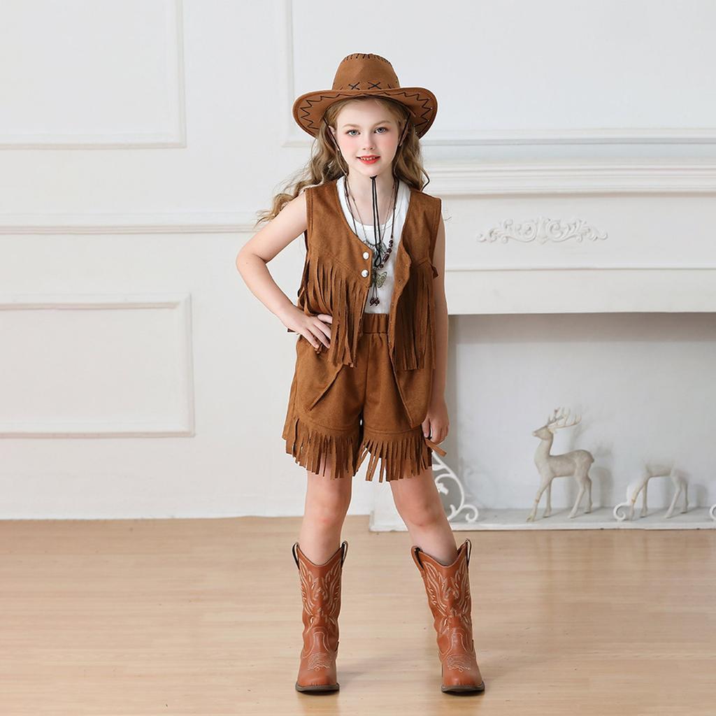Children's Ethnic Hippie Suede Tassel Vest Set