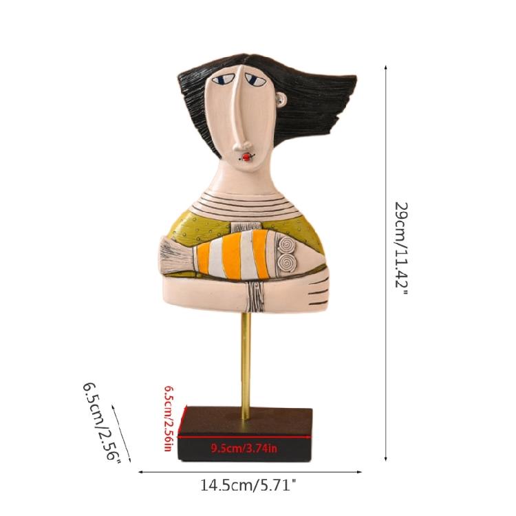 Face Art Statue Sculpture Resin Handmade Carving Figurine Study Studio Room