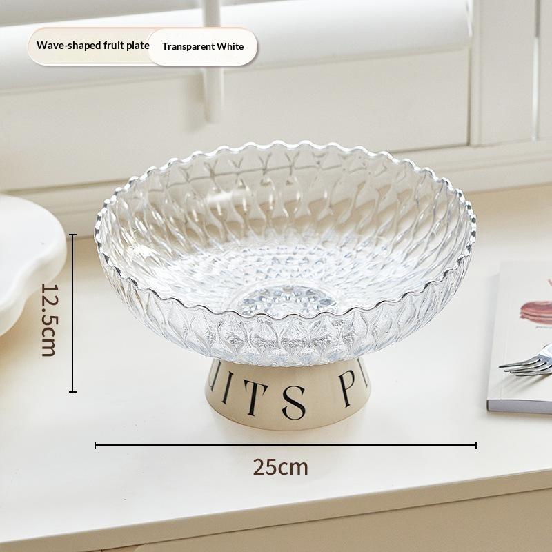 Pedestal Fruit Bowl With Drain Hole, Bow‑Knot Decor Fruit Tray, Kitchen Countertop Snack Storage Plate For Home Decoration
