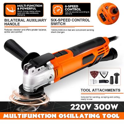 220V Electric 6Speed Multifunction Oscillating Tool Kit Multi-Tool Power Electric Grinder Trimmer Saw Accessor 300W