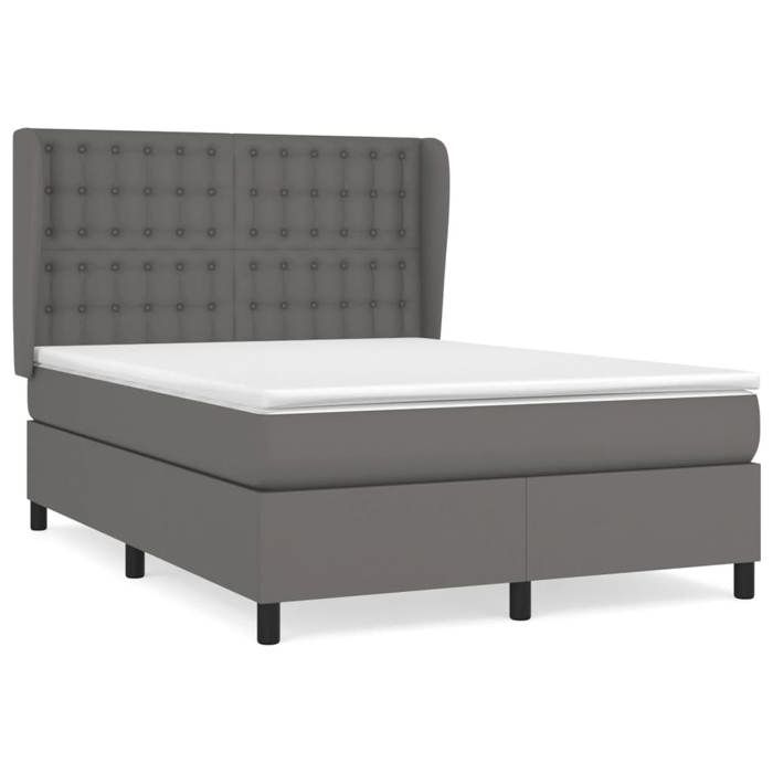 3129037 vidaXL Lit à sommier tapissier avec matelas Gris 140x200 cm Similicuir
