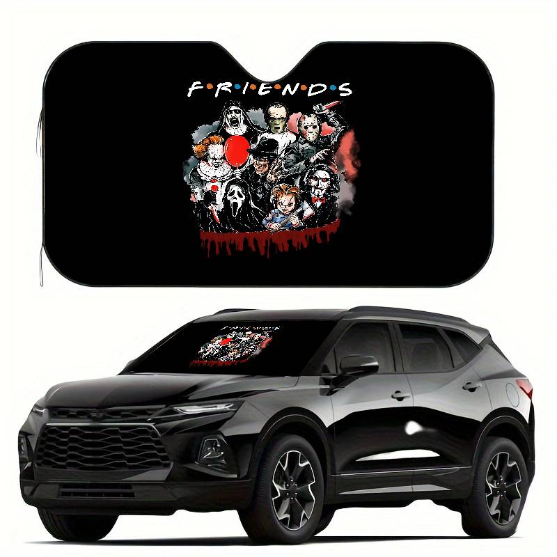 New Arrival Horrible Friends Killer Movie Holographic Windshield Sunshade Car Front Windshield 70x130cm Sun Visor Heat Reflector