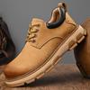 Work Shoes Men's Low-Top New Autumn Genuine Leather Breathable Casual Shoes Trendy All-Matching Outdoor Wear-Resistant Big Head Shoes
