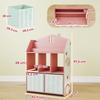 Kids Bookshelf with Storage, Toy Storage Unit with Book Display, Shelves and Fabric Drawers for Playroom Nursery, Pink