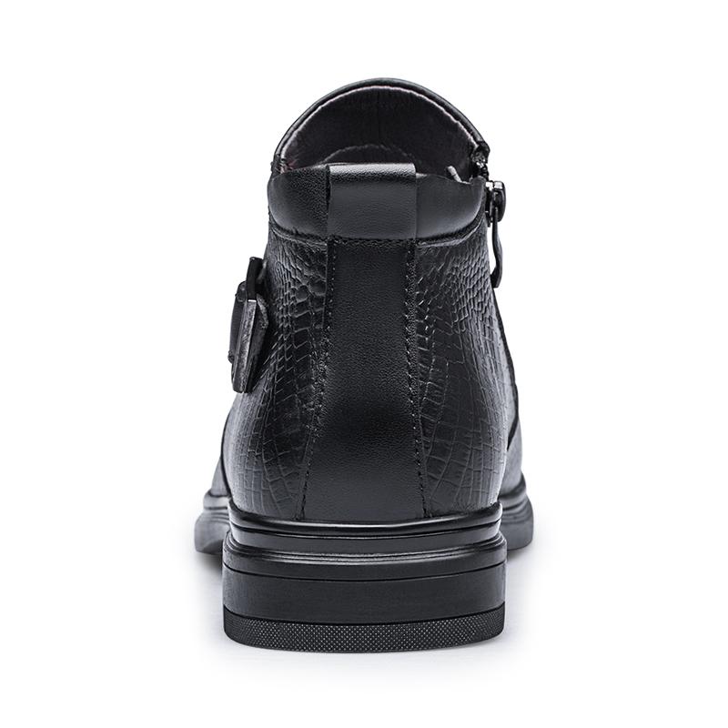 Pantofi Bărbați Handmade Negru Toc Mediu Fermoar Lateral Modă Potrivire Universală Rochie Botine Piele Naturală Business Bărbați Cizme de Zăpadă