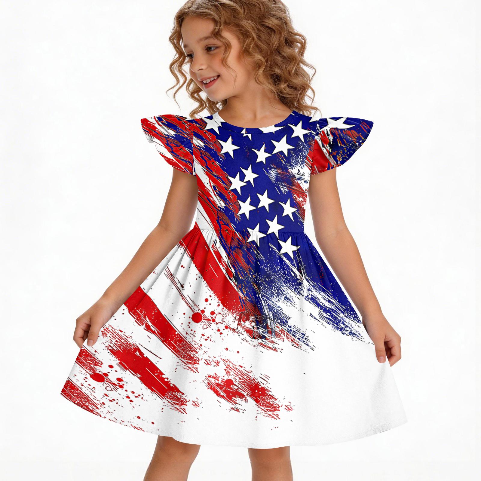 Girls  Summer Princess Dress - A-Line Casual Print Dress 140 белый