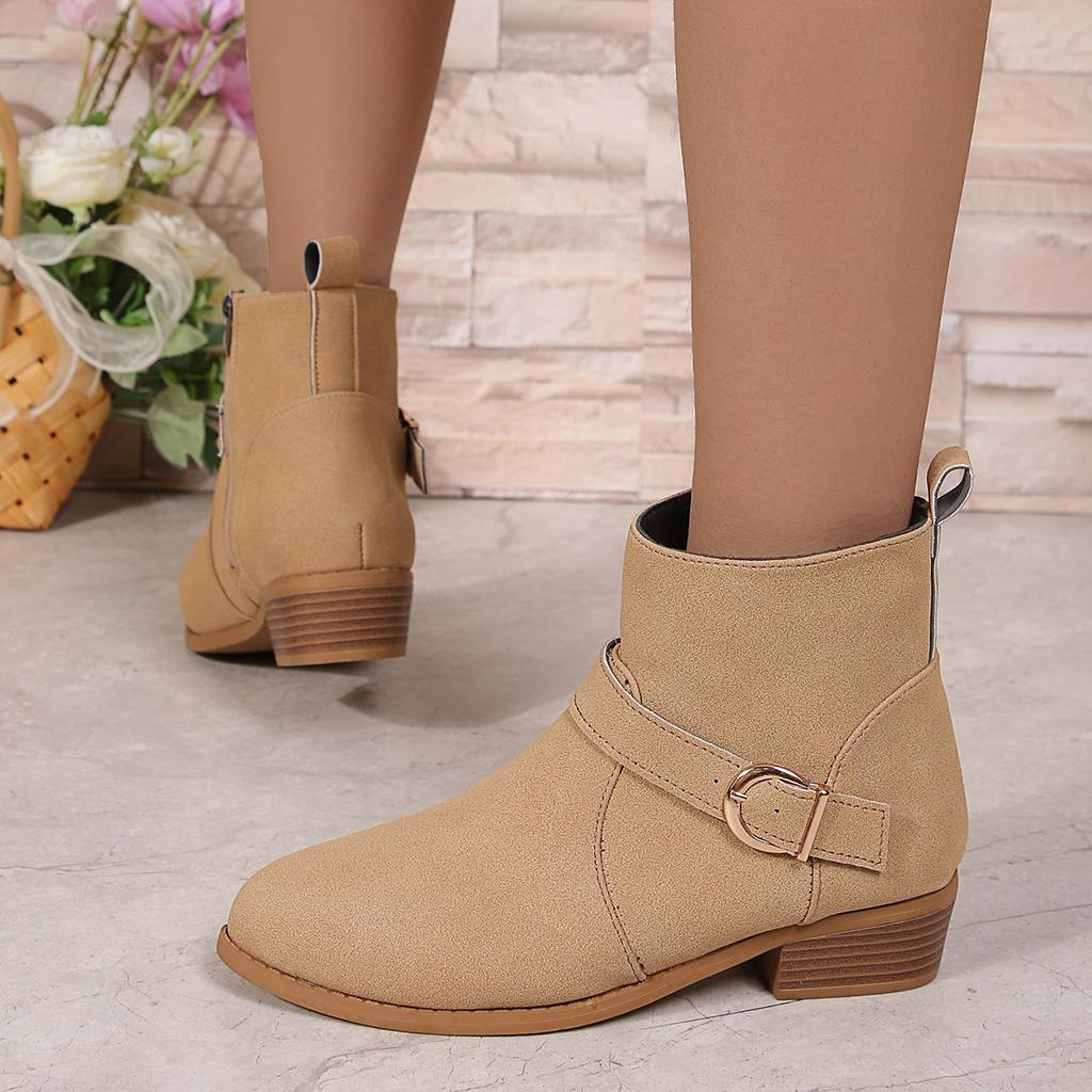 New Boots  Short Boots Coarse Heel Frosted Martin Boots Skinny Boots Comfortable Fashion Suede