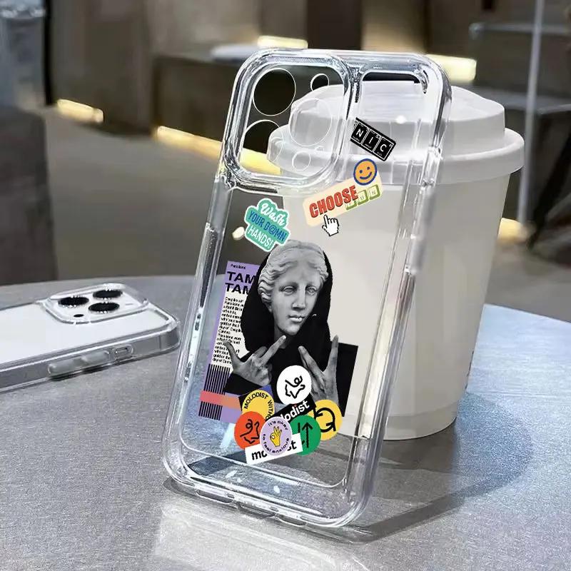 New Great Art Aesthetic David Mona Lisa Soft Clear Phone Case For iPhone 16 14 15 11 Pro Max X XR XS 7 8 Plus SE 2022Soft Cover