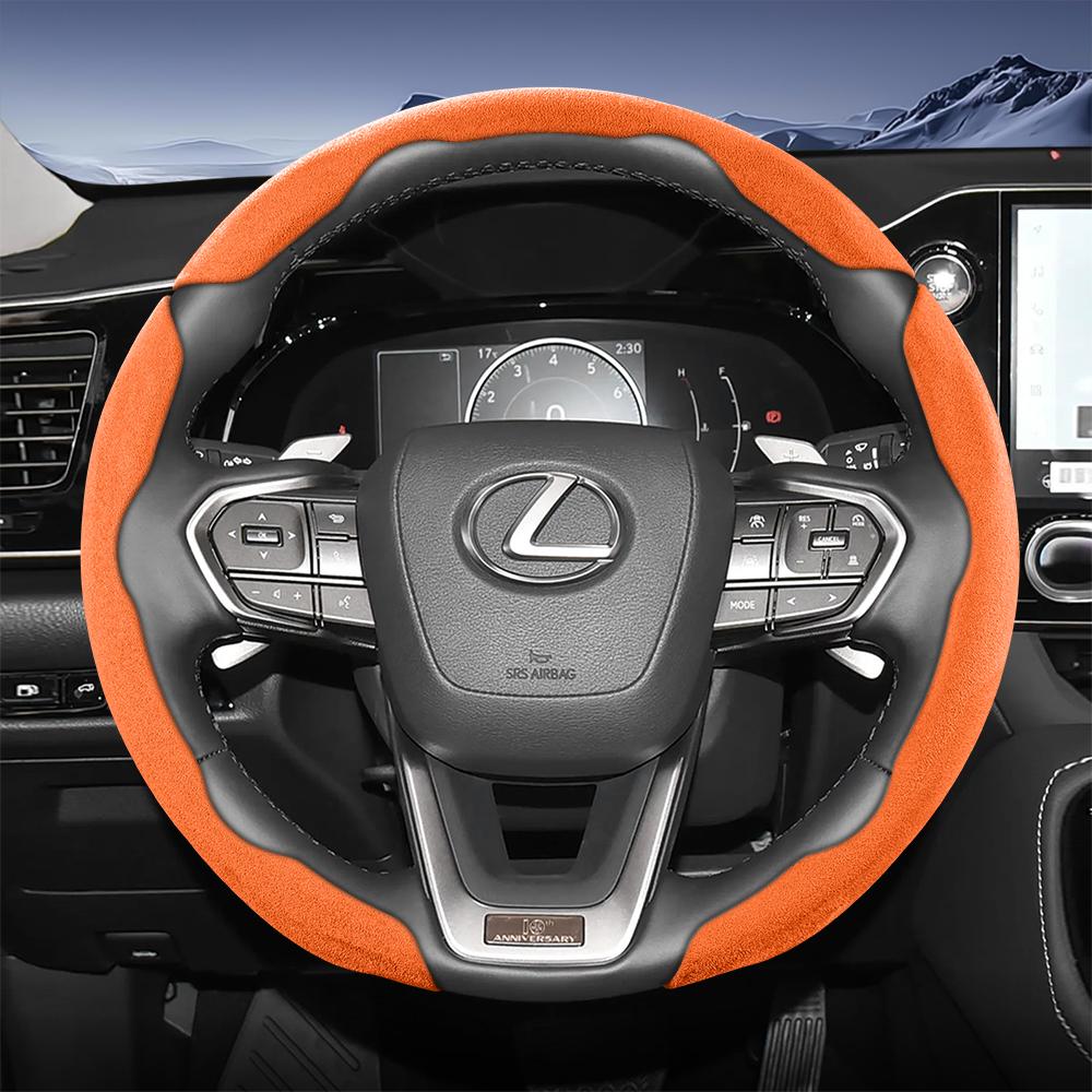 Suitable for Lexus Sports Suede Steering Wheel Cover, Split Snap-On Type, Non-Slip and Durable, for Models Such as Rx Nx Es Gx Lbx Ux Is Rz Lx