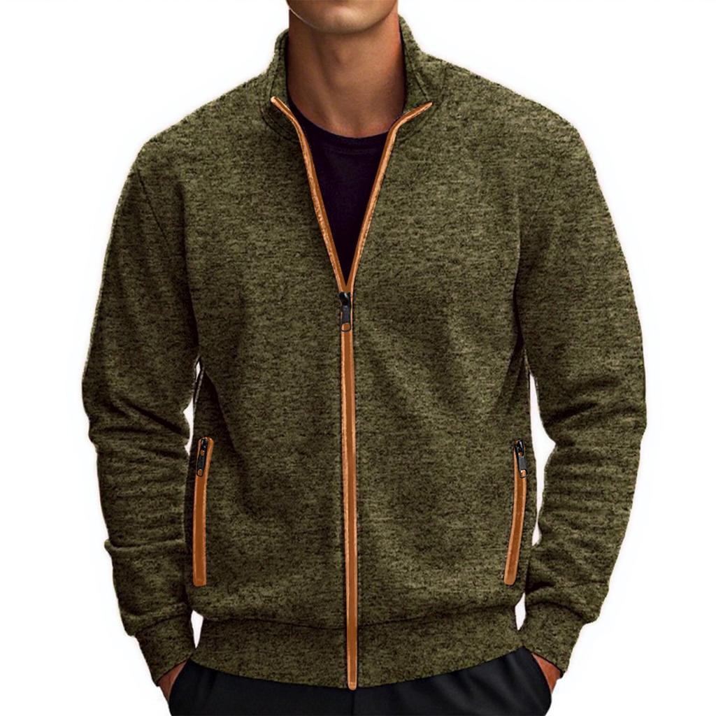E Maglione Lavorato a Maglia da Uomo Invernale con Cerniera Top Giacca in Velluto Sottile a Maniche Lunghe
