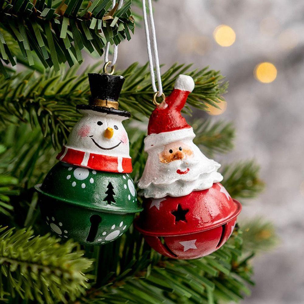 Cartoon Niedlicher Weihnachten Weihnachtsmann Glocken Anhänger Hängend Rostfrei Schneemann Glocken Anhänger Eisenkunst Weihnachtsbaum Schmuck Weihnachten