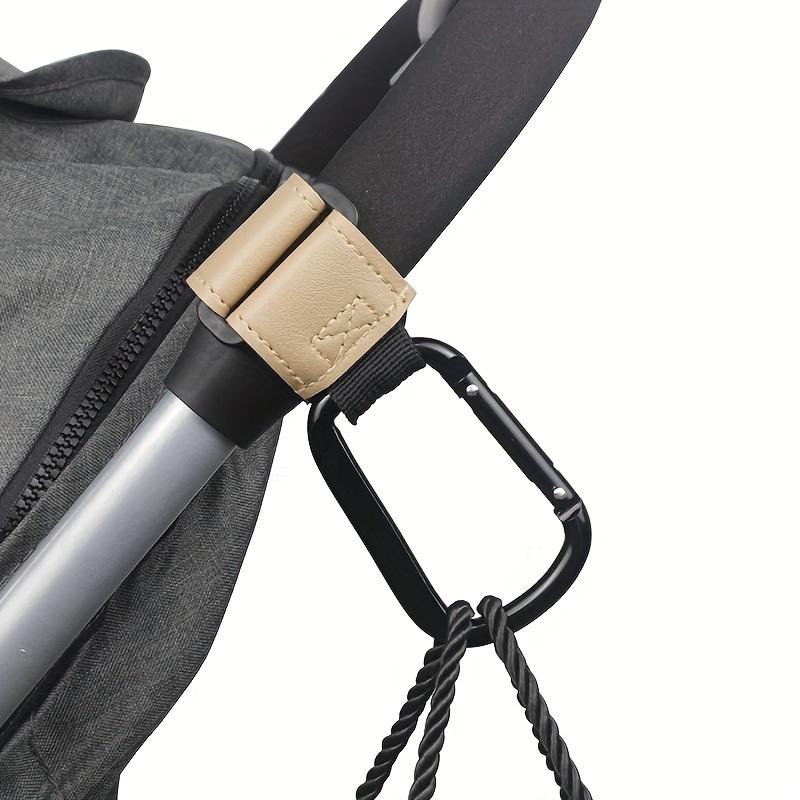 Stroller Hook Clip for Carriages, Shopping Carts & Bags - Durable Faux Leather Universal Hanging Accessory with Secure Clasp