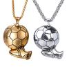 Creative Sport Necklace Soccer Football Pendant Clavicle Chain Necklace Jewelry for Unisex Durable Stainless Steel C