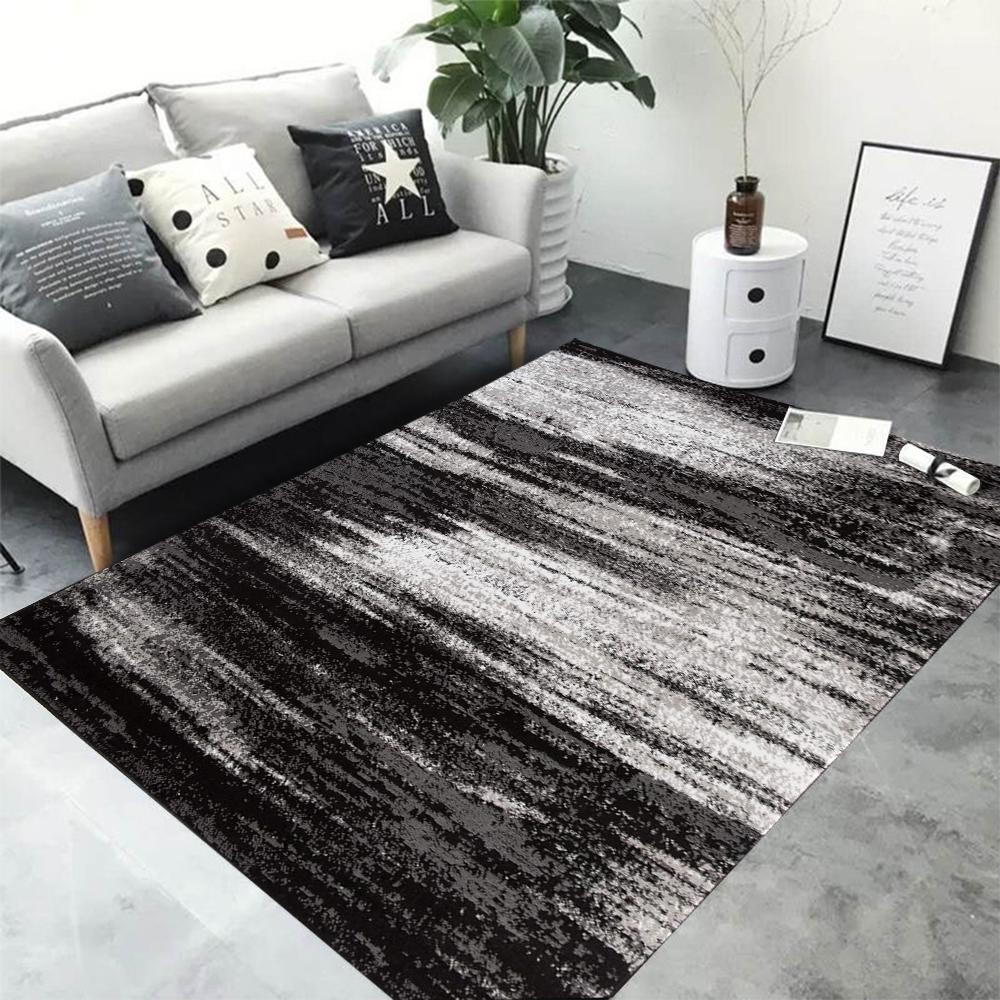 Abstract Texture Large Area Rug Multi-tone Black White Gray Abstract Pattern Carpet Floor Mat for Living Room