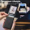 Men's High-Capacity Leather Card Holder with Automatic Pop-Up Mechanism