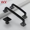 WV Square Matte Black American-style Kitchen Cabinet Handle 128mm Drawer Black Cabinet Wardrobe 7-Character Solid Pulls 287