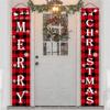 Merry Christmas Decorations Banner, Christmas Porch Sign Red Plaid Hanging Banners For Indoor Outdoor Front Door Wall Xmas Decor