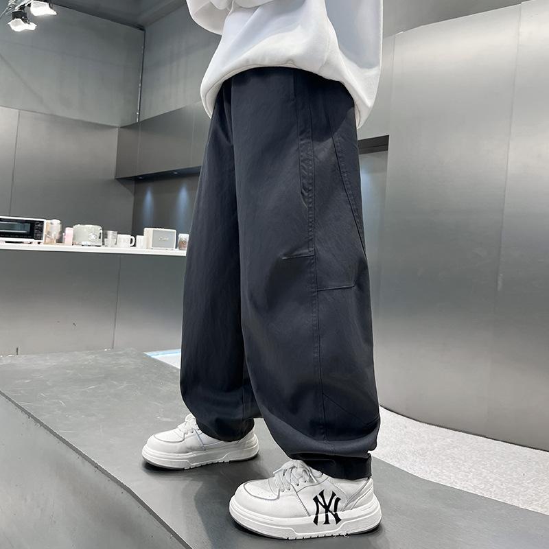 Boys Straight Loose Solid Color Casual Long Work Pants For Big Boys