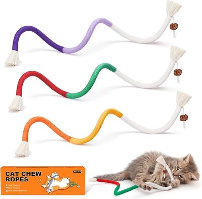 Katzen Spielzeug Kauspielzeug Seile 3 Stück mit nachfüllbarem natürlichem Katzenminze, Sicheres Zahnpflege Spielzeug für Kätzchen im Haus, Interaktives Katzenminze Kätzchen Spielzeug für Alle Rassen 19.5IN