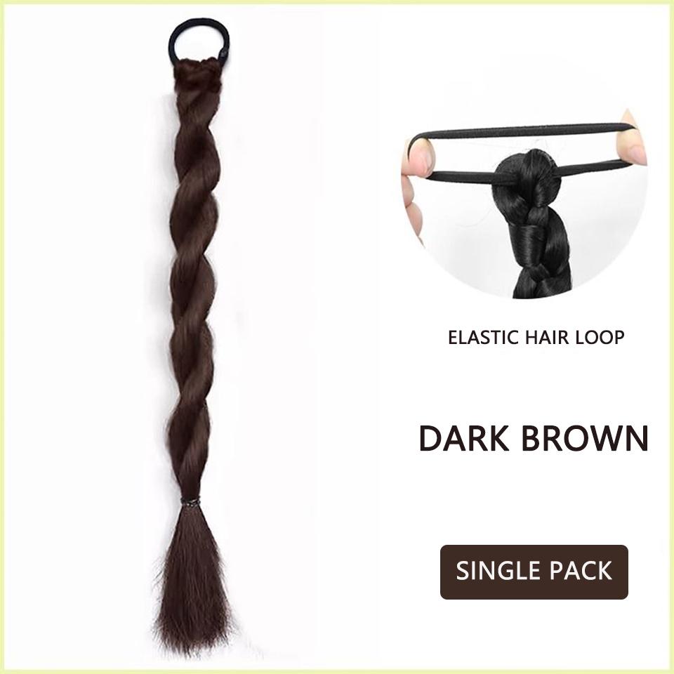 Synthetische Perücke, Pferdeschwanz, gedrehter Zopf, Perücke aus geflochtenem Haar, Perücke mit doppeltem Pferdeschwanz, geeignet für den täglichen Gebrauch.