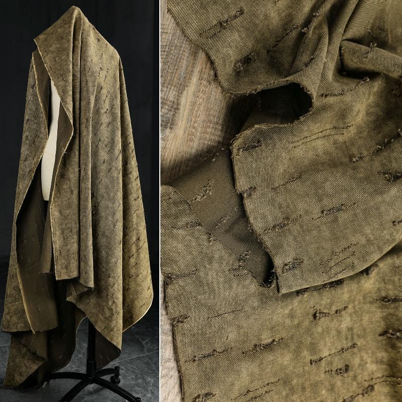 50x145cm Distressed Linen Cotton Fabric Heavy Washed Subtle Textured Material for Trench Coat Dress Clothing Designer Fabric