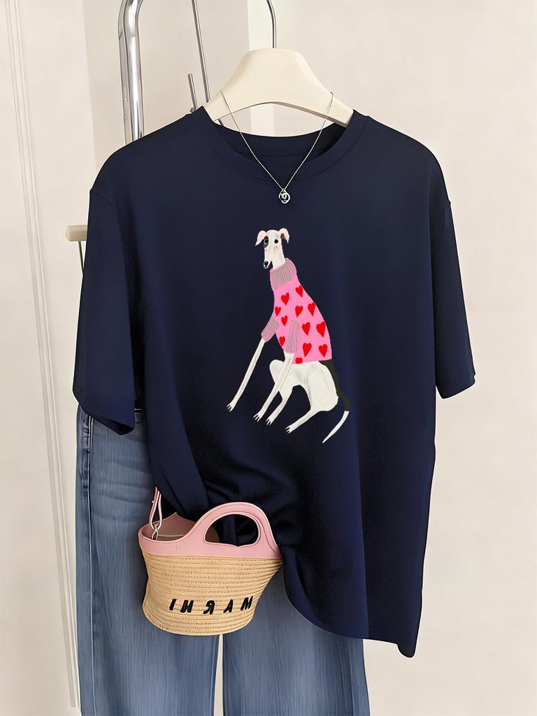 Funny Dachshund Dog Printing TShirt Womens Basics ONeck T Shirts Comfortable Loose Short Sleeve Tops Summer Soft Woman Clothes