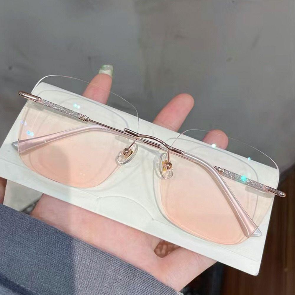 Shiny Blush Metal Square Glasses For Women Men  Vintage Oversized Glasses Frame Optical Eyeglass Spectacles Eyeglasses