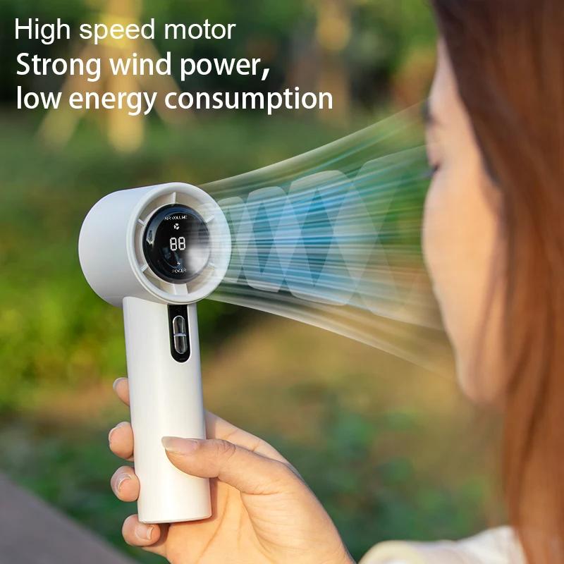 Portable Hand fan Outdoor Powerful 100-high speed Led Display Handheld Fan Rechargeable 3000mAh battery Personal Fan