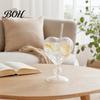 Glass Cup with Round Bead Design Creative Heart-shaped Goblet Straw, Personalized Wine Juice Fruit Drink Straw Cup, Love Heart Stemware for Champagne