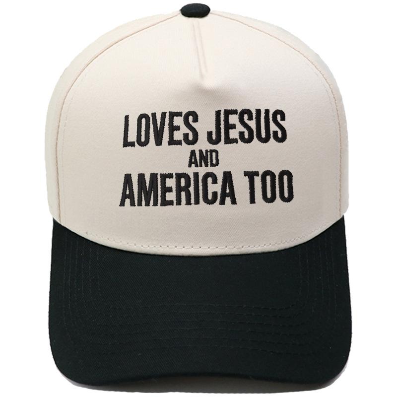 LOVES AMERICA embroidered truck driver baseball cap color matching European and American men's and women's casual sun hat