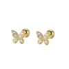 926 Sterling Silver Pavé Zircon Butterfly Mini Stud Earrings for Women Exquisite Simple Jewelry Accessories