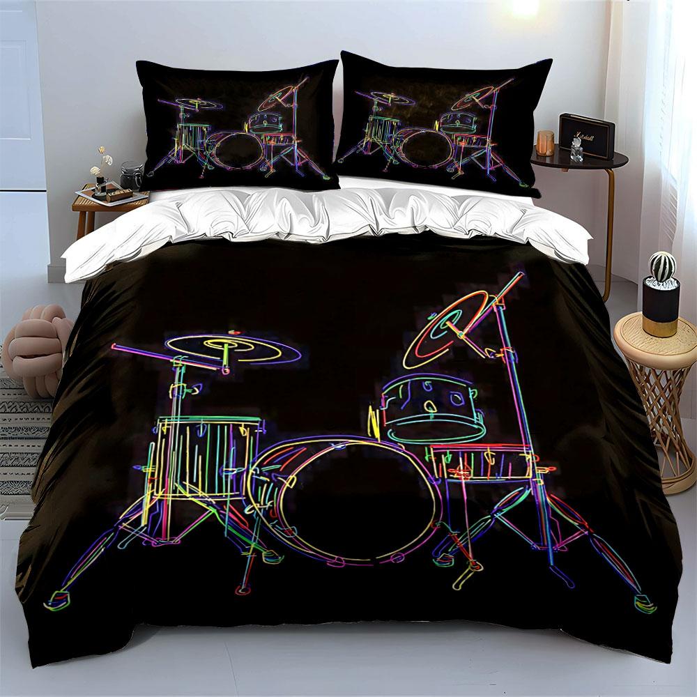 Rhythmische Neon-Schlagzeug-Harmonie. Bettwäsche-Sets Bettbezüge Kissenbezüge(1* Bettbezug 2* Kissenbezüge ohne Bettdecke)