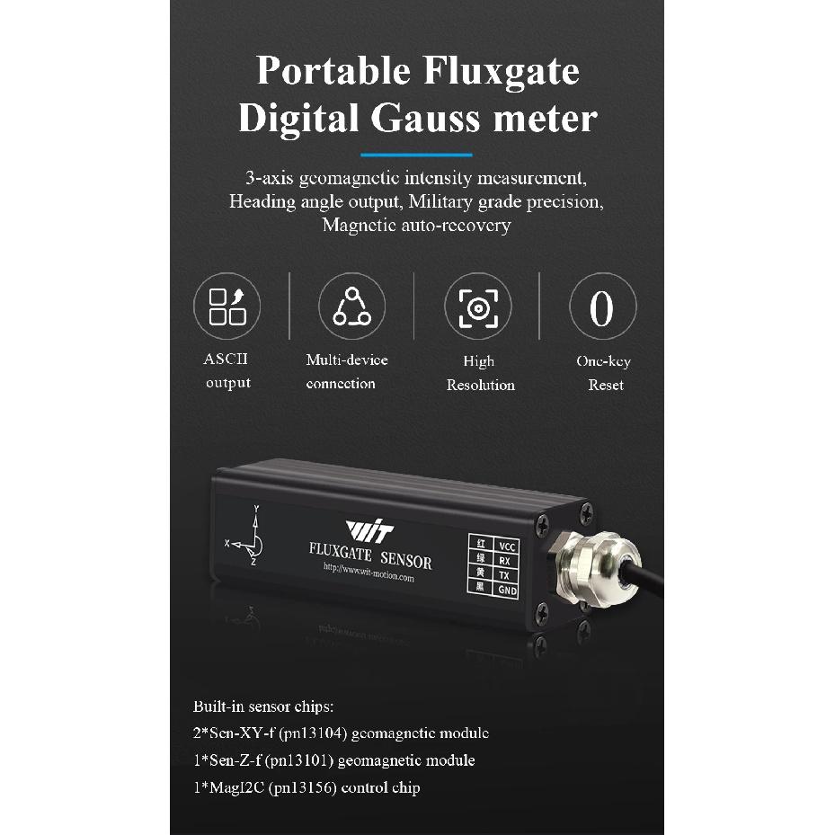 WitMotion HWT3100 Industrial-Grade PNI Magnetometer Heading Angle Fluxgate, RM3100 3-axis Electronic Compass Geomagnetic sensor