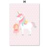Pink Princess Castle Unicorn Rainbow Heart Wall Art Canvas Painting Posters And Prints Wall Pictures Baby Girl Kids Room Decor