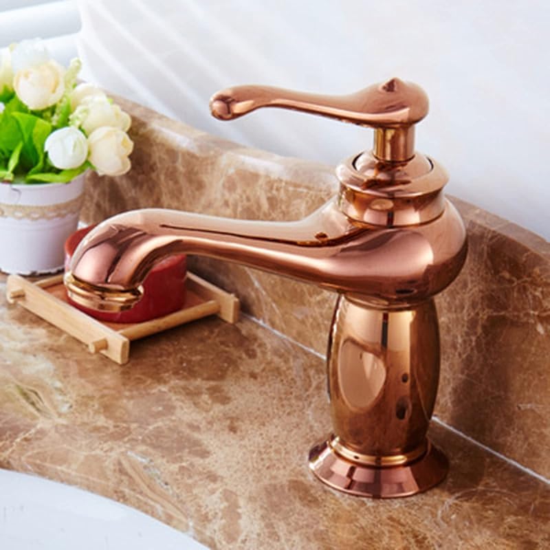 Badezimmerarmatur Antik Messing, Messing Waschbeckenarmatur Badezimmer, Vintage Badezimmerarmatur, Kalt-/Warmwasser Beckenarmatur, Einloch Einhebel Badezimmerwaschbecken