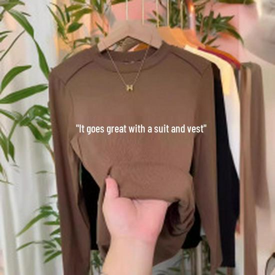 Women's Slimming Half High Neck Long Sleeve Base Layer T-shirt for Autumn/Winter 2025