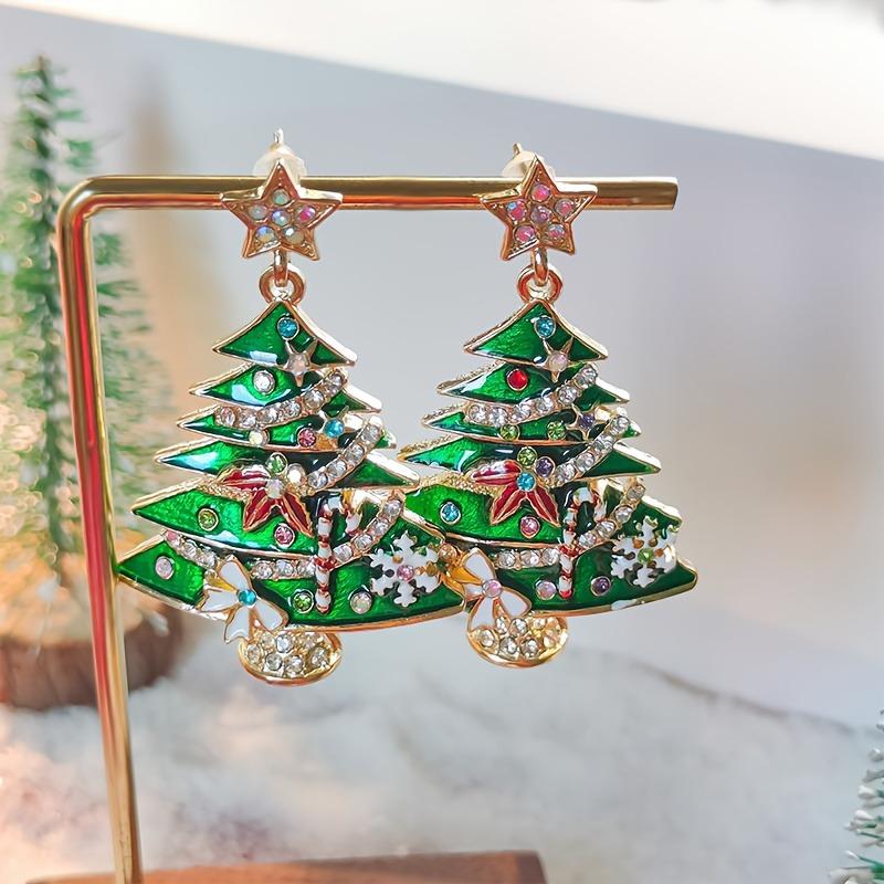 Elegant Green Christmas Tree Dangle Earrings for Women Daily Wear Holiday Celebrations Christmas Earrings Sophisticated Style