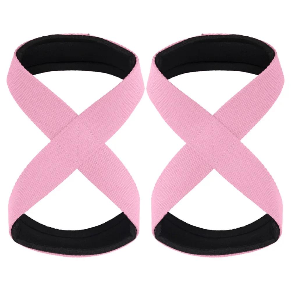 2Pcs Padded Figure 8 Straps Deadlift Wrist Support Power Lifters Gym Fitness Workout Pull-Ups Horizontal Bar