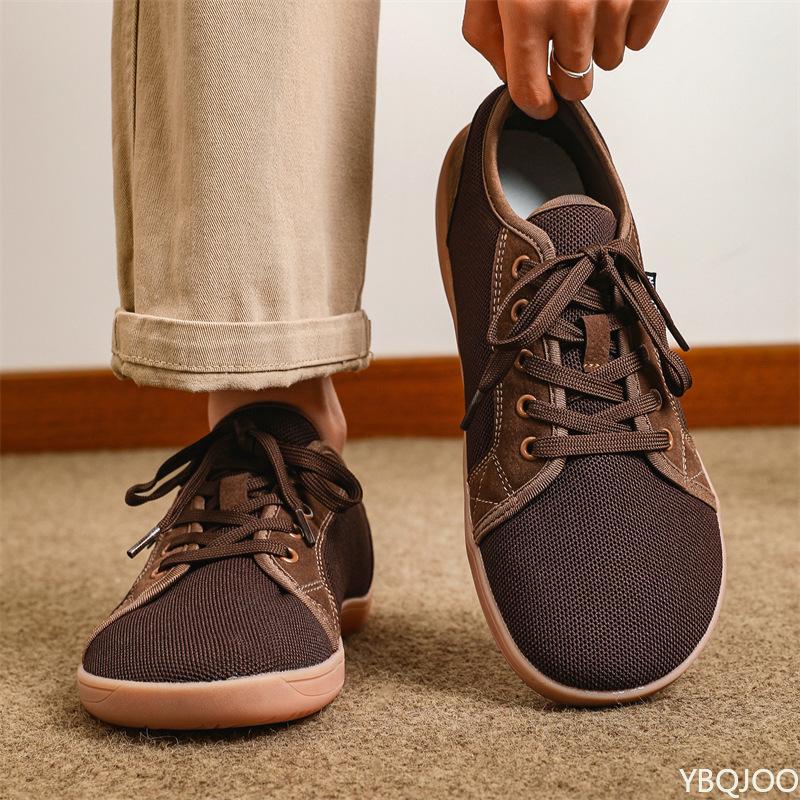 

Мужские дышащие сетчатые повседневные спортивные туфли для ходьбы без усталости, низкие, для улицы, противоскользящие, на шнуровке, удобные мужские туфли 42 коричневый