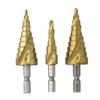 Takagi EARTH MAN Spiral Step Drill Set Hex Titanium Steel For and Repairing Holes Power Impact Electric Electric Screwdriver (3 Pieces) - Shank,