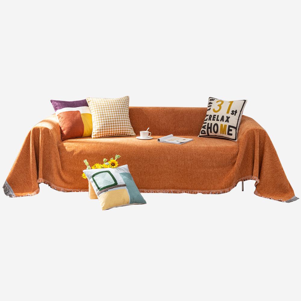 Легкое роскошное скандинавское однотонное полотенце для дивана из шенилла — фото 3