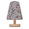 Floral Table Lamp Vintage Wooden Base Fabric Night Lamp Dimmable with Power Off Memory Safe USB Powered for Bedroom