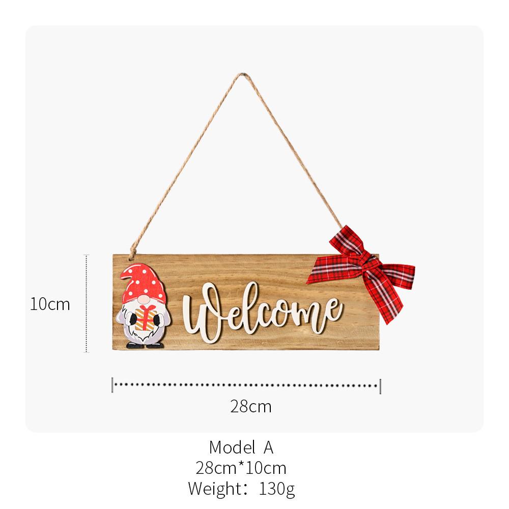 Wooden Christmas Unique Ornament Gnome Door Sign With Gift Box Rudolf Design For Festivities