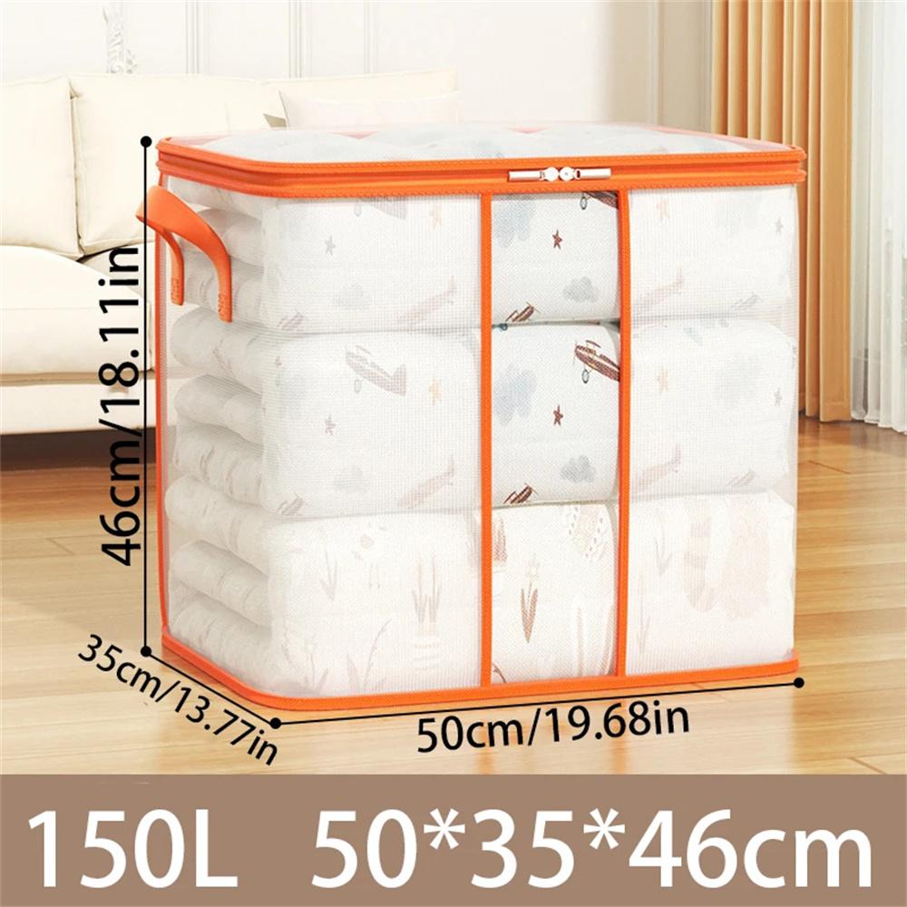 Extra Large Clothes Storage Bag Transparent Heavy Duty Reinforced Handle Foldable Zipper Moving Tote for Quilt Blanket Bedding